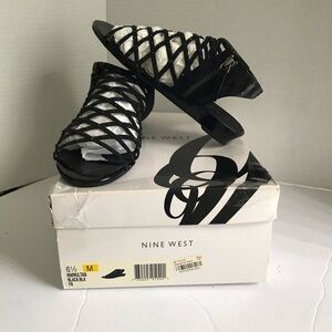 Nine West NEW Gladiator Wedge Sandals Crystals Vegan Cage Shoes Strappy Comfort